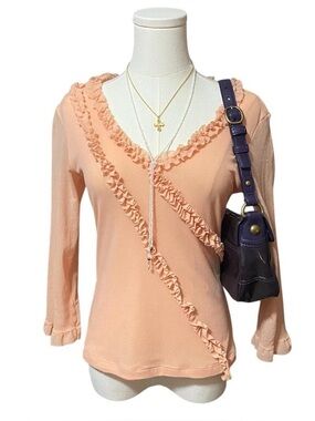 clio vintage 3/4 sleeve ruffle top